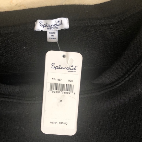 NEW SPLENDID BLACK SOFT COTTON SWEATSHIRT - Picture 2 of 6